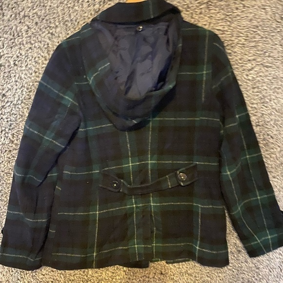 Duck Head Jeans Co Womens Wool Blend Plaid Hooded Jacket Size Medium Peacoat - Picture 6 of 7